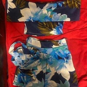 Floral Two-Piece Set with Blue and White Flowers